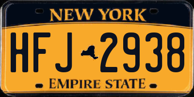 NY license plate HFJ2938