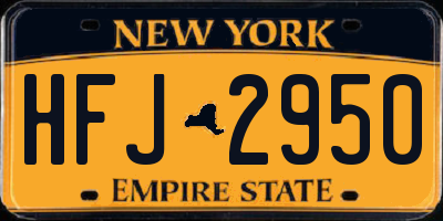 NY license plate HFJ2950