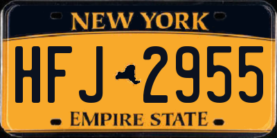 NY license plate HFJ2955