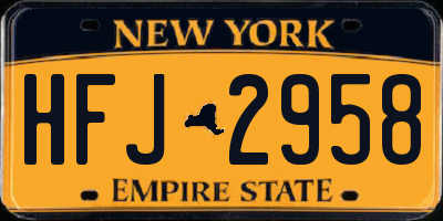 NY license plate HFJ2958