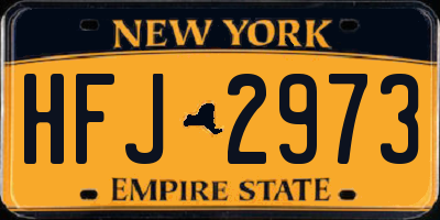 NY license plate HFJ2973