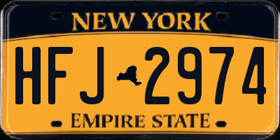 NY license plate HFJ2974