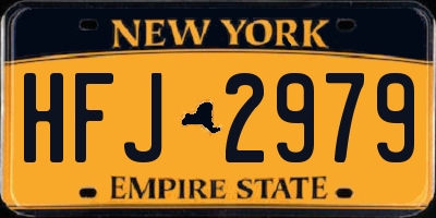 NY license plate HFJ2979