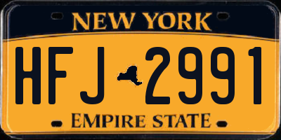 NY license plate HFJ2991