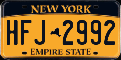 NY license plate HFJ2992