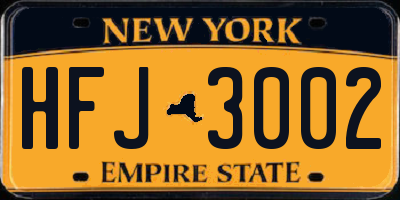 NY license plate HFJ3002