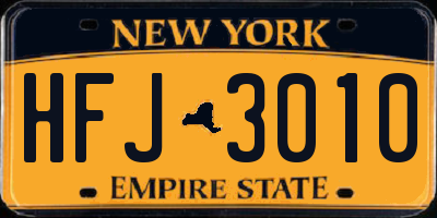 NY license plate HFJ3010