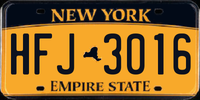 NY license plate HFJ3016