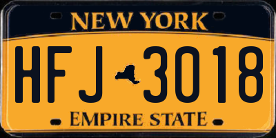 NY license plate HFJ3018