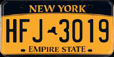 NY license plate HFJ3019