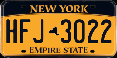 NY license plate HFJ3022