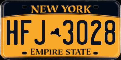 NY license plate HFJ3028