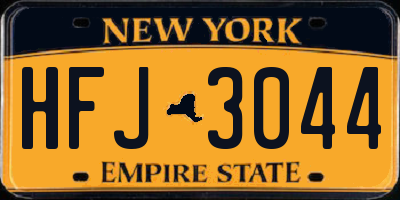 NY license plate HFJ3044