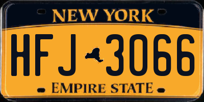 NY license plate HFJ3066
