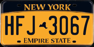 NY license plate HFJ3067