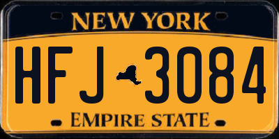 NY license plate HFJ3084