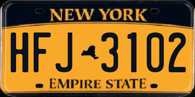 NY license plate HFJ3102