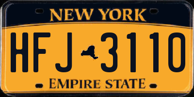 NY license plate HFJ3110