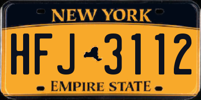NY license plate HFJ3112