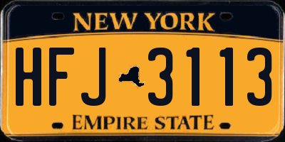 NY license plate HFJ3113
