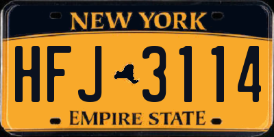 NY license plate HFJ3114