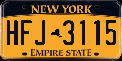 NY license plate HFJ3115