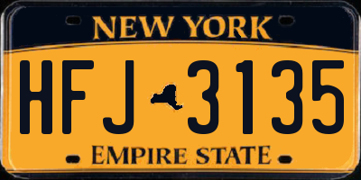 NY license plate HFJ3135