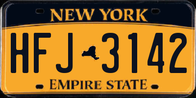 NY license plate HFJ3142