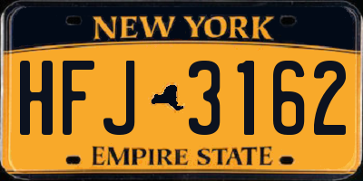 NY license plate HFJ3162