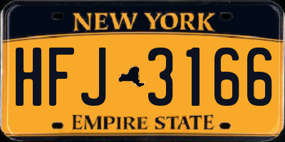 NY license plate HFJ3166
