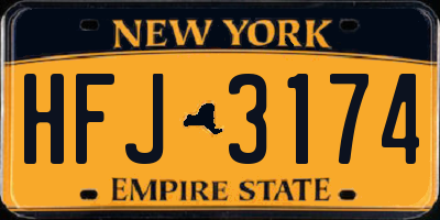NY license plate HFJ3174