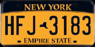 NY license plate HFJ3183