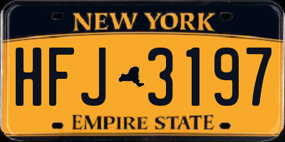 NY license plate HFJ3197