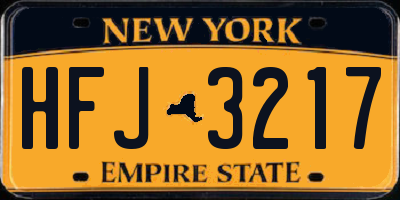 NY license plate HFJ3217