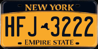 NY license plate HFJ3222