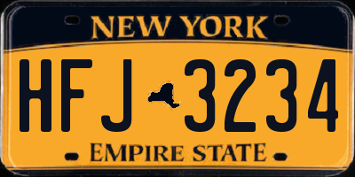 NY license plate HFJ3234