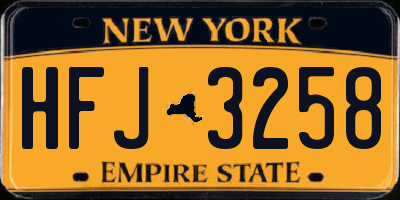 NY license plate HFJ3258