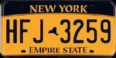 NY license plate HFJ3259