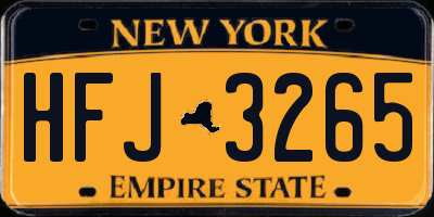 NY license plate HFJ3265