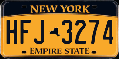 NY license plate HFJ3274
