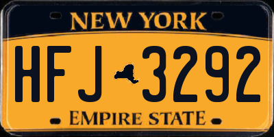 NY license plate HFJ3292