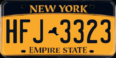 NY license plate HFJ3323