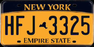 NY license plate HFJ3325
