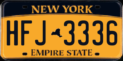 NY license plate HFJ3336