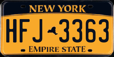NY license plate HFJ3363