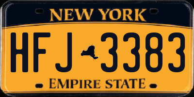 NY license plate HFJ3383