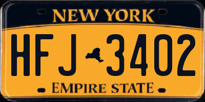 NY license plate HFJ3402