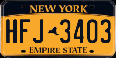 NY license plate HFJ3403
