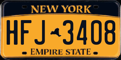 NY license plate HFJ3408