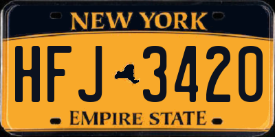 NY license plate HFJ3420